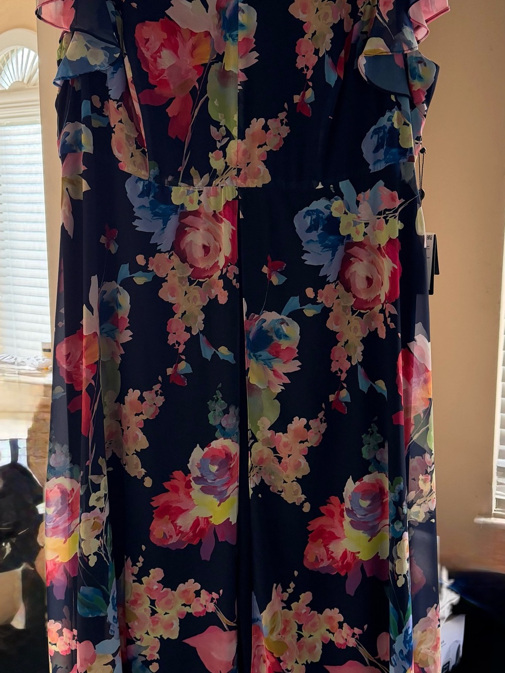 Women’s Adriana Papell Floral Jumpsuit in Navy and Multicolor Size 24W